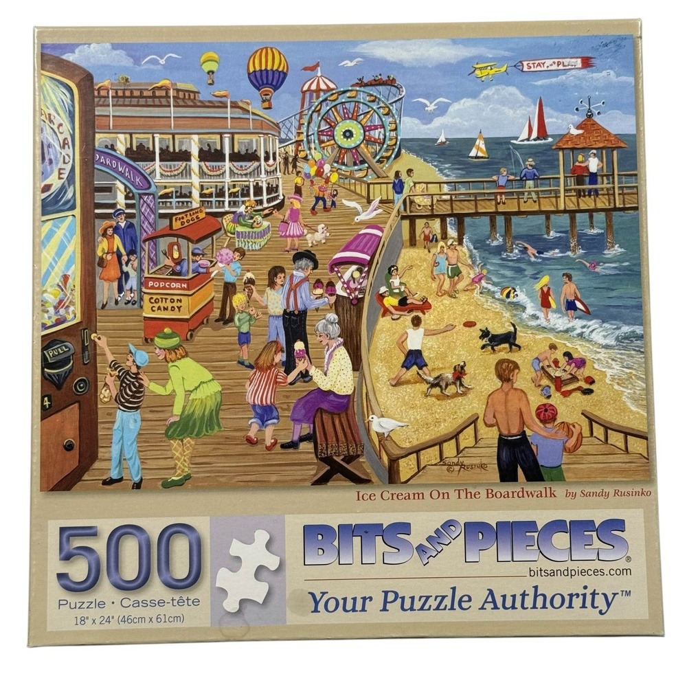 Bits And Pieces Ice Cream On The Boardwalk Rusinko 500 Pieces Puzzle UNCOUNTED
